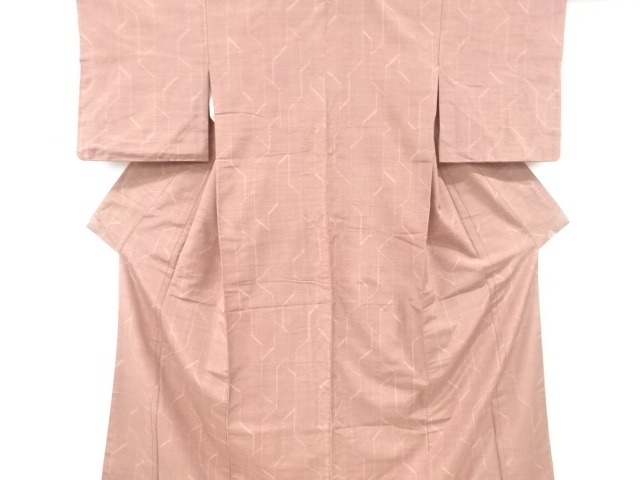 JAPANESE KIMONO / ANTIQUE KIMONO / SILK / TSUMUGI / WOVEN GEOMETRIC